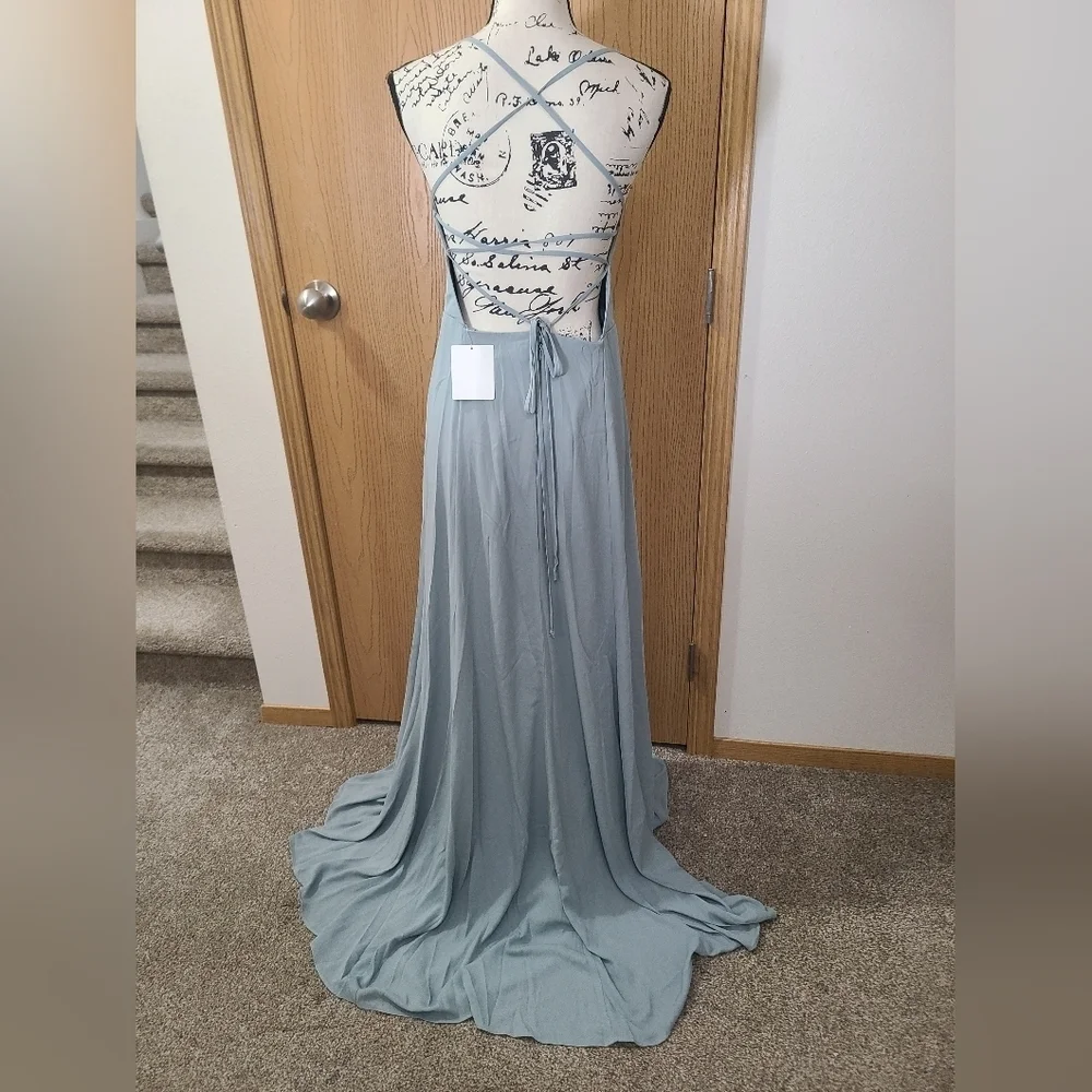 NWT Show Me Your Mumu Godshaw Goddess Sage Lace Up Bridesmaid Formal Maxi Dress - Picture 4 of 4